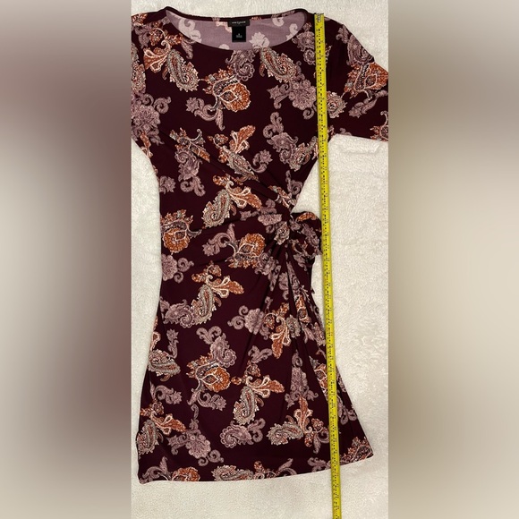 Ann Taylor Women's Sheath Dress Small Gathered Front Tie 3/4 Sleeves Stretchy - Picture 5 of 6